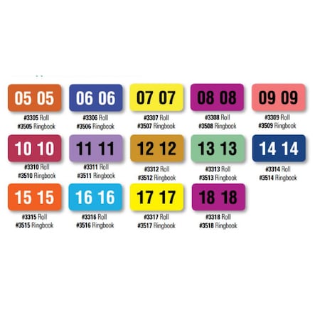 Asp File Right Color-Code Year-Ringbook, 1 Set, 270 Labels Per Set: 2018 Pk 3518